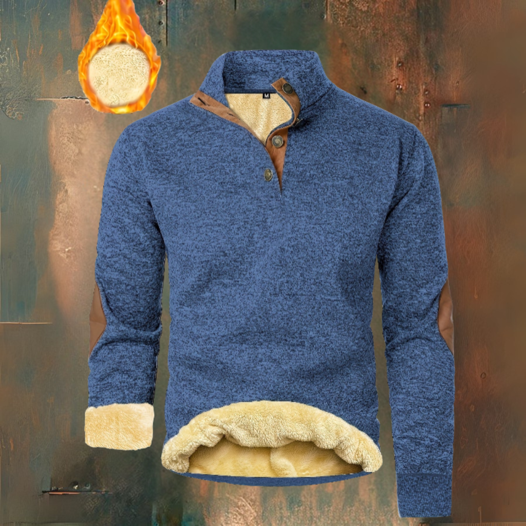 HARRISON OF CALIFORNIA | WARM FLEECE HOODIE WITH BUTTON CLOSURE