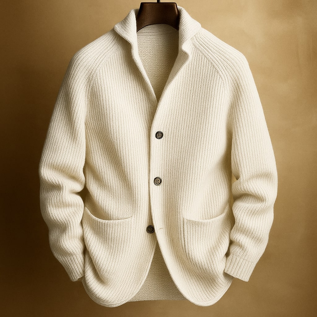 HARRISON OF CALIFORNIA | RIBBED WOOL CARDIGAN FOR MEN