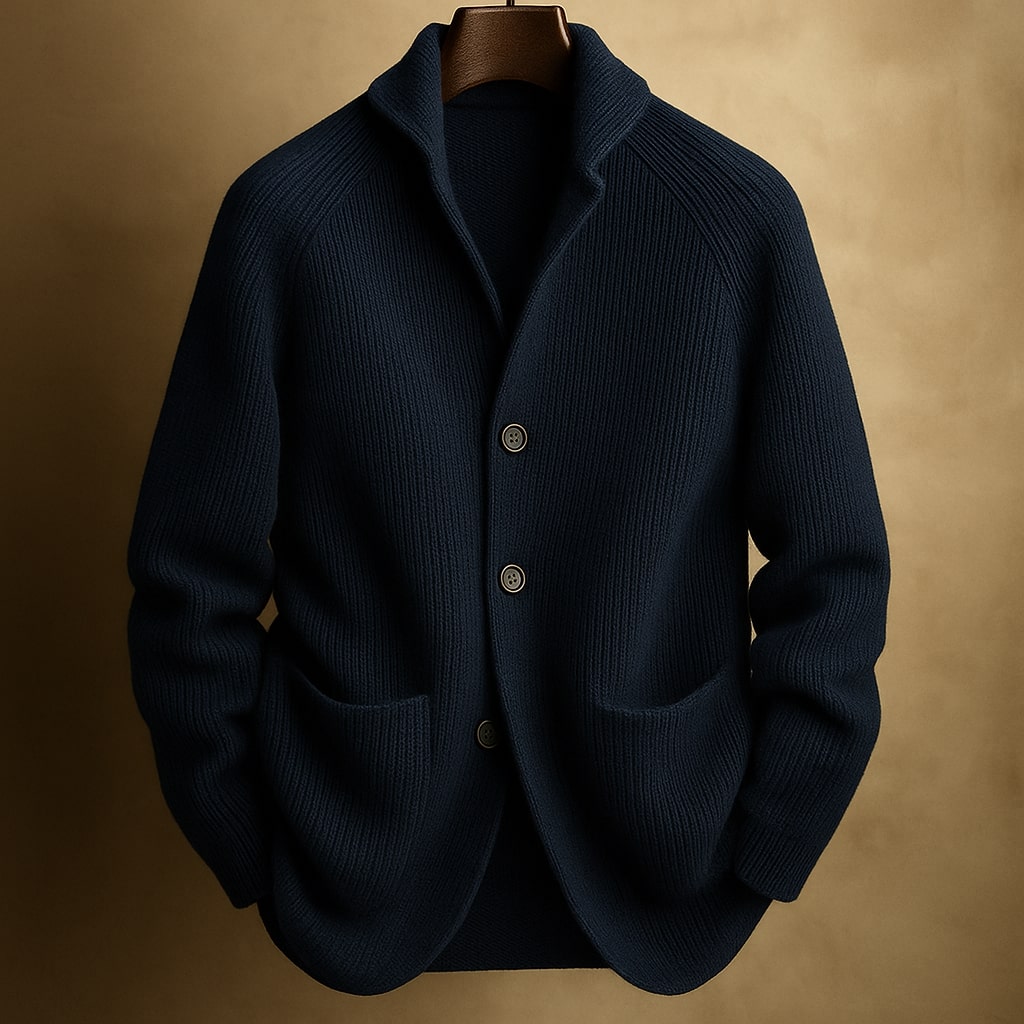 HARRISON OF CALIFORNIA | RIBBED WOOL CARDIGAN FOR MEN