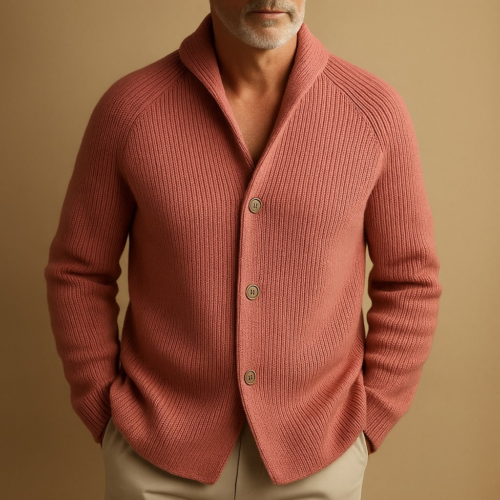 HARRISON OF CALIFORNIA | RIBBED WOOL CARDIGAN FOR MEN