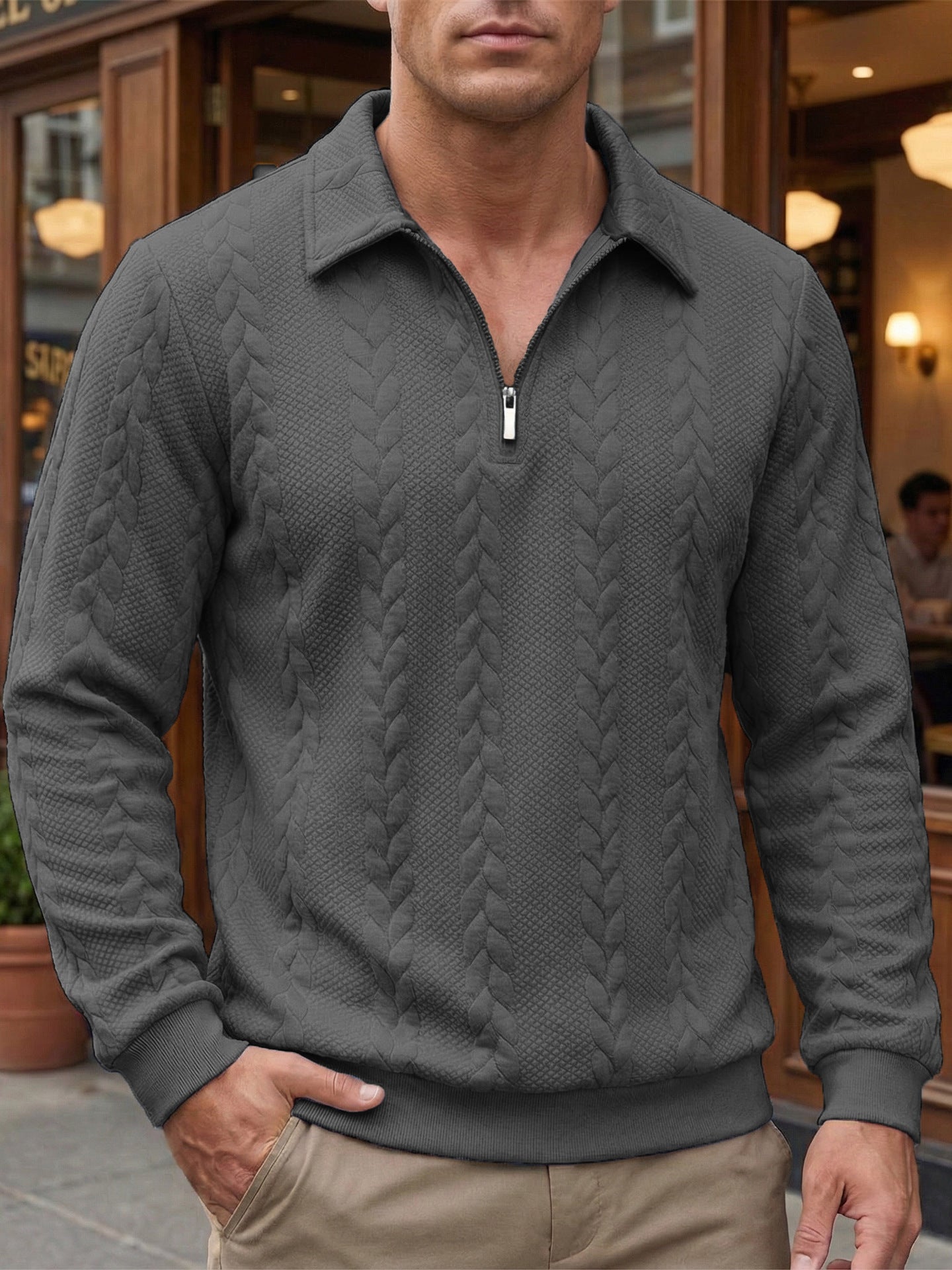 HARRISON OF CALIFORNIA | ELEGANT HALF-ZIP POLO FOR MEN
