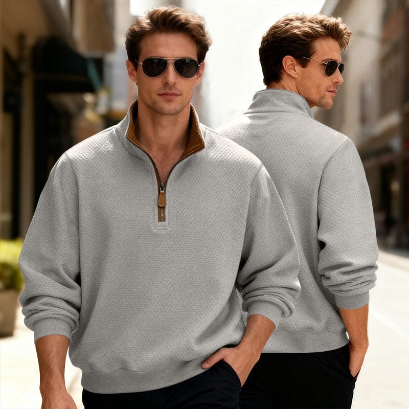 HARRISON OF CALIFORNIA | TEXTURED ZIPPER SWEATER FOR MEN