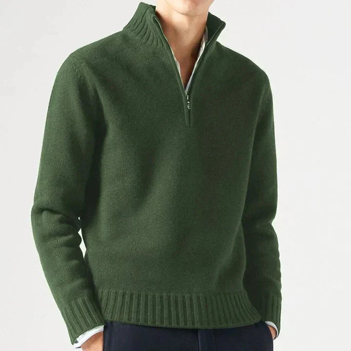 HARRISON OF CALIFORNIA | WOOL TURTLENECK WITH ZIP FOR MEN