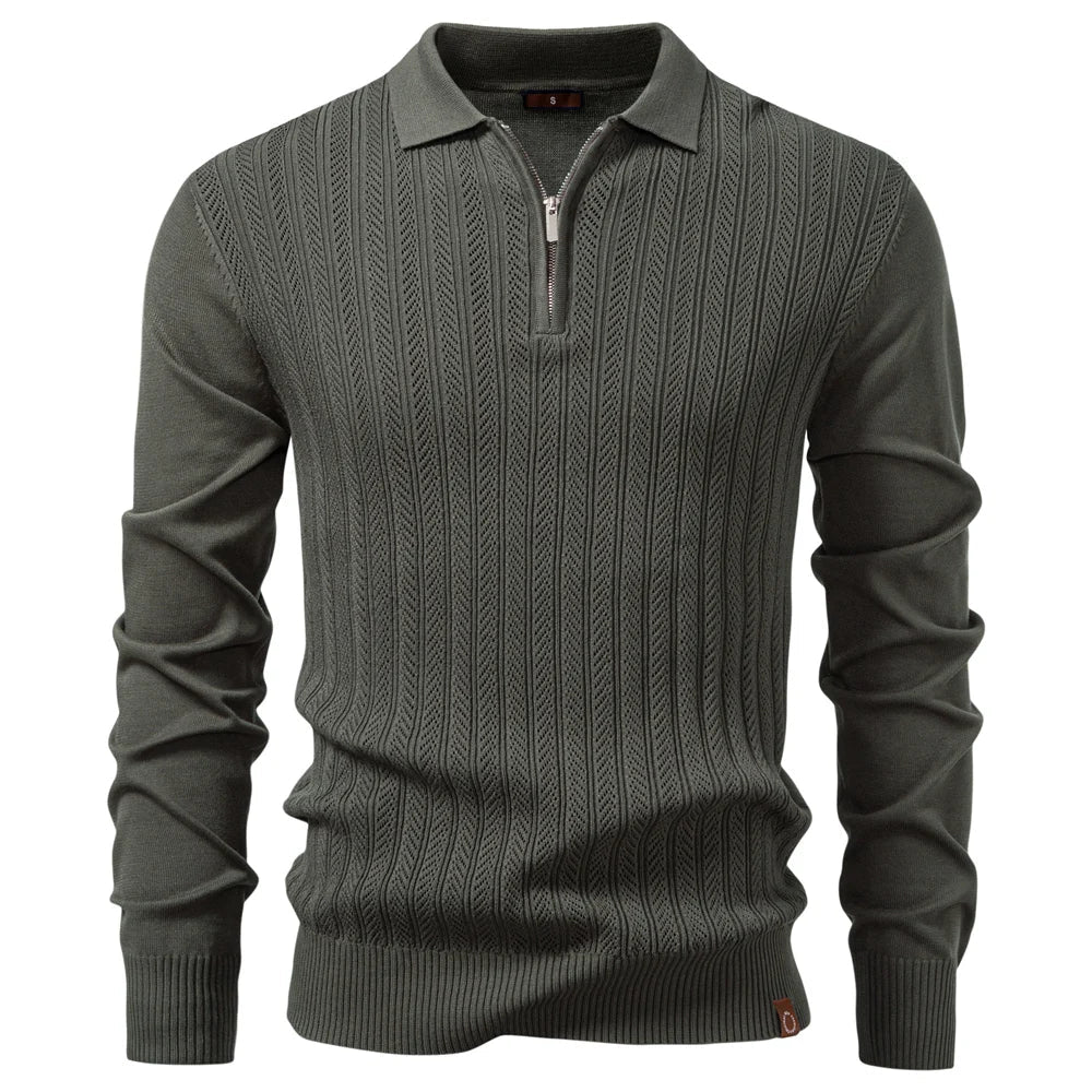 HARRISON OF CALIFORNIA | TEXTURED ZIPPER POLO FOR MEN