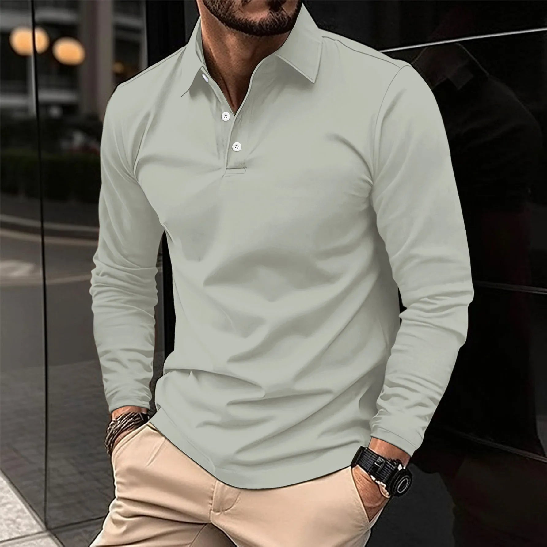HARRISON OF CALIFORNIA | LONG SLEEVE POLO FOR MEN