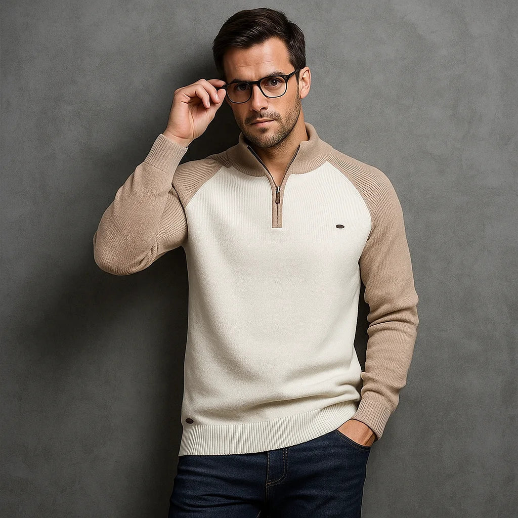 HARRISON OF CALIFORNIA | QUARTER ZIP SWEATER FOR MEN