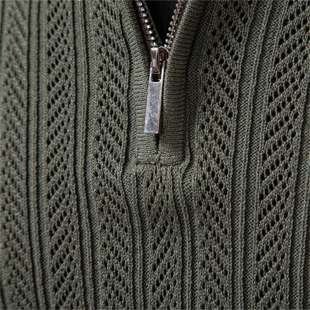 HARRISON OF CALIFORNIA | TEXTURED ZIPPER POLO FOR MEN