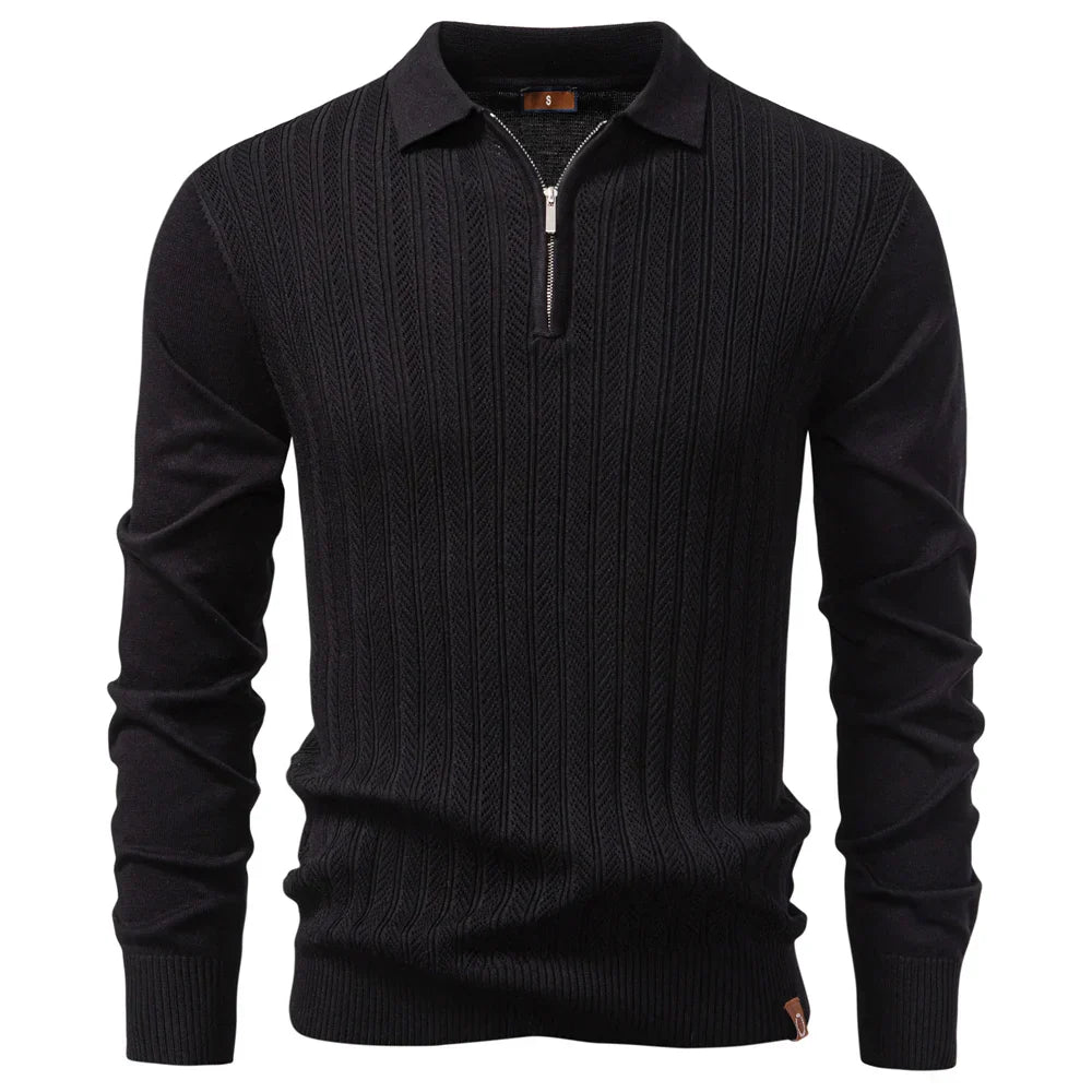 HARRISON OF CALIFORNIA | TEXTURED ZIPPER POLO FOR MEN