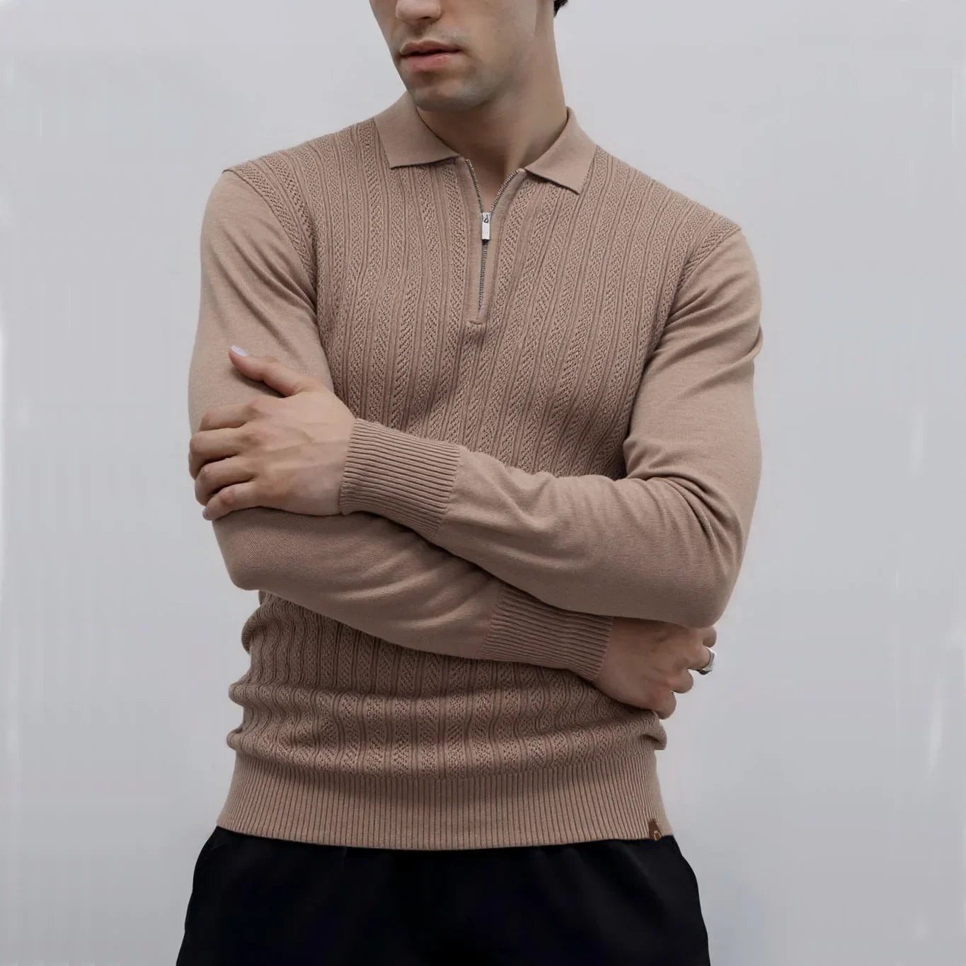 HARRISON OF CALIFORNIA | TEXTURED ZIPPER POLO FOR MEN