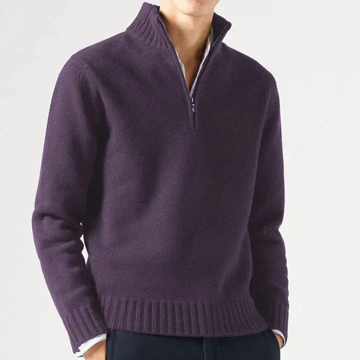 HARRISON OF CALIFORNIA | WOOL TURTLENECK WITH ZIP FOR MEN