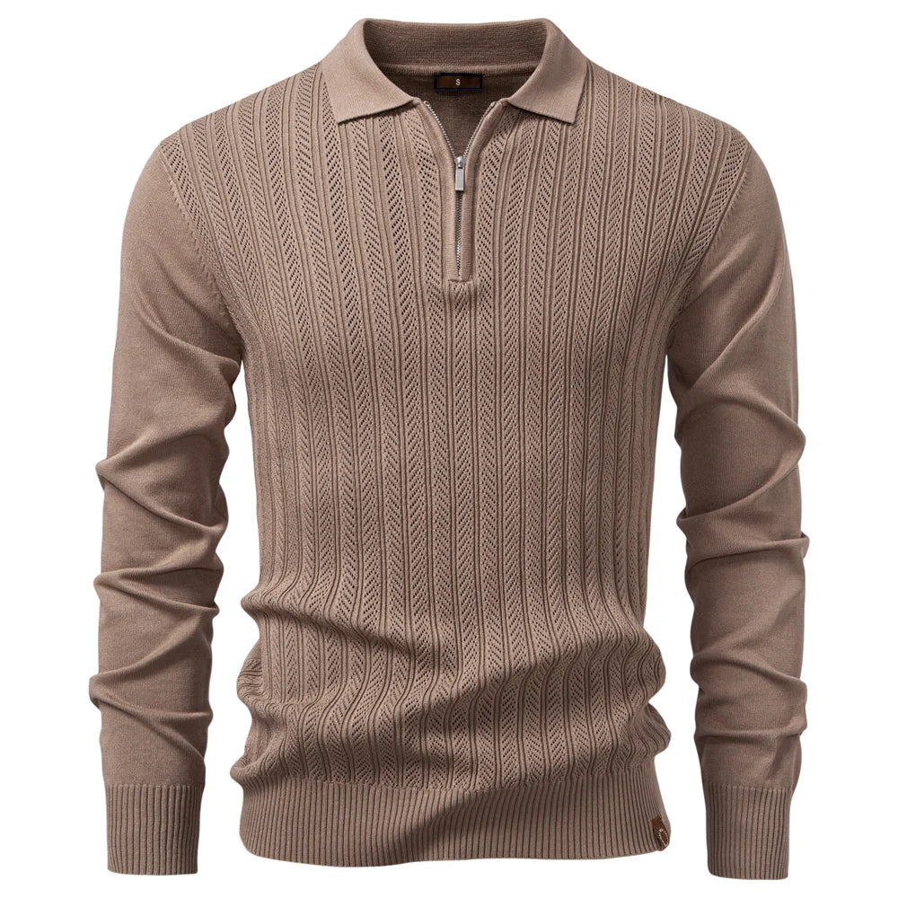 HARRISON OF CALIFORNIA | TEXTURED ZIPPER POLO FOR MEN