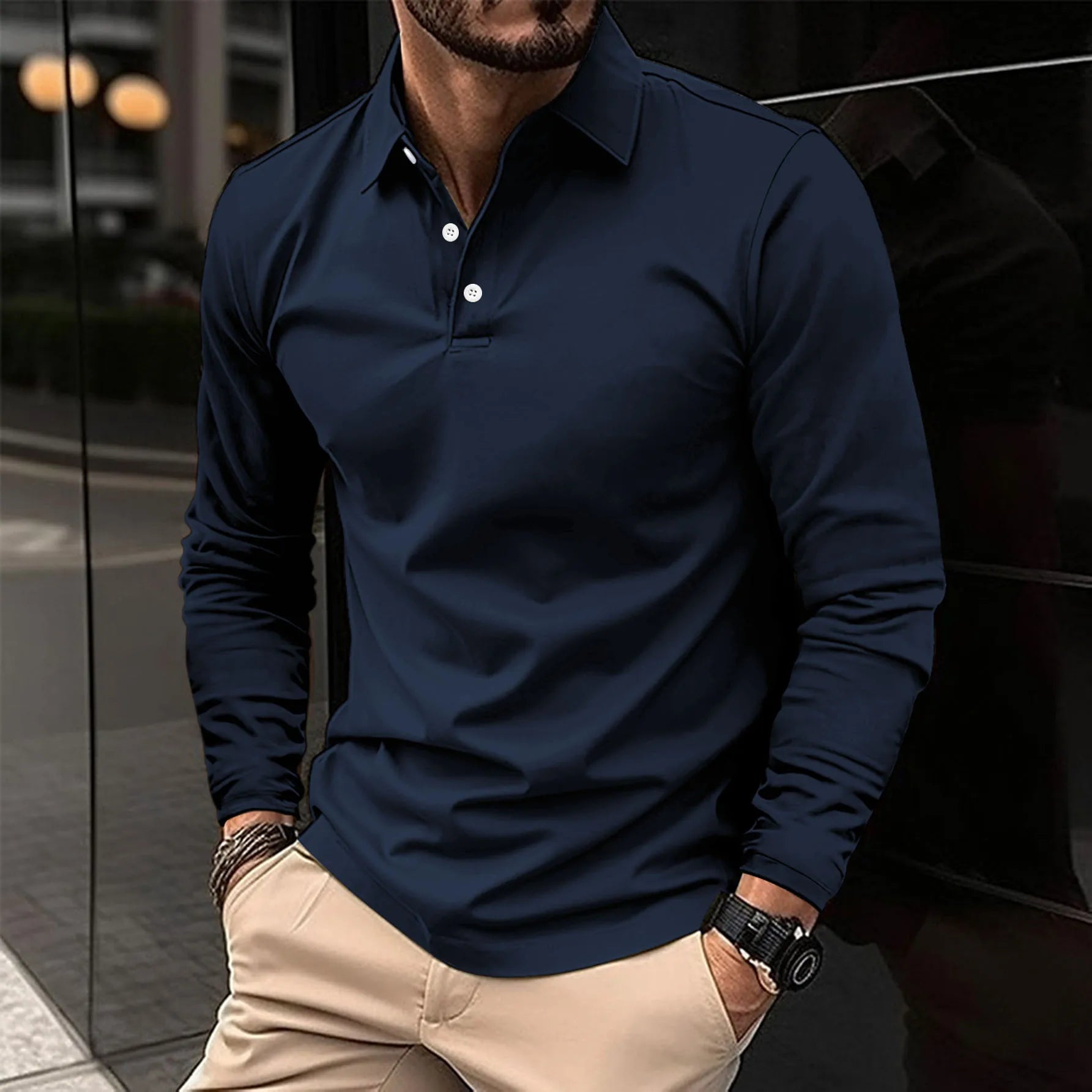 HARRISON OF CALIFORNIA | LONG SLEEVE POLO FOR MEN