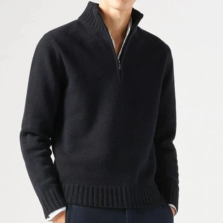 HARRISON OF CALIFORNIA | WOOL TURTLENECK WITH ZIP FOR MEN