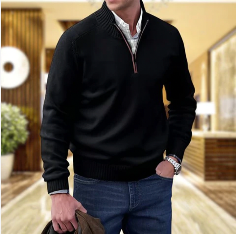 HARRISON OF CALIFORNIA | ZIPPERED KNIT PULLOVER FOR MEN