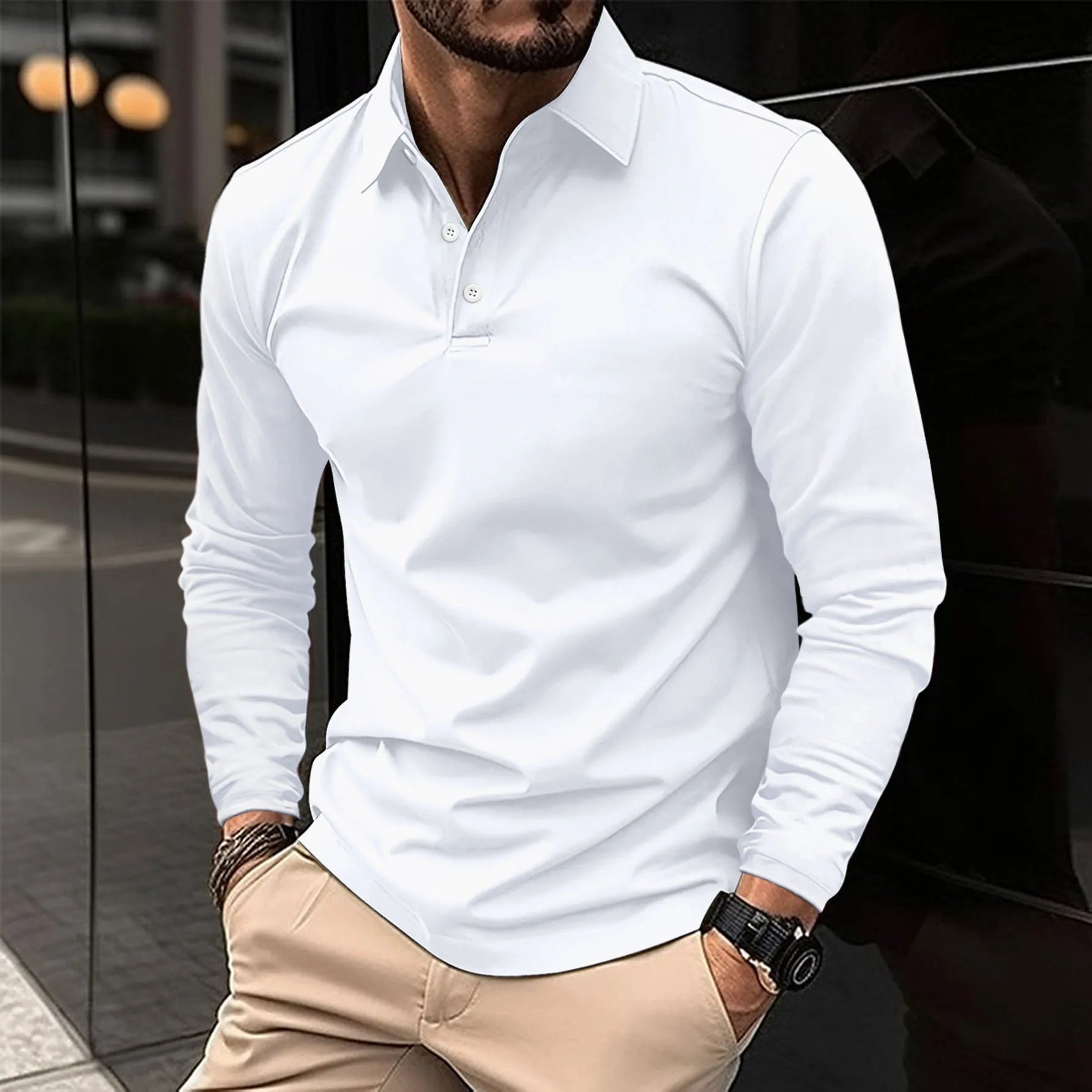 HARRISON OF CALIFORNIA | LONG SLEEVE POLO FOR MEN