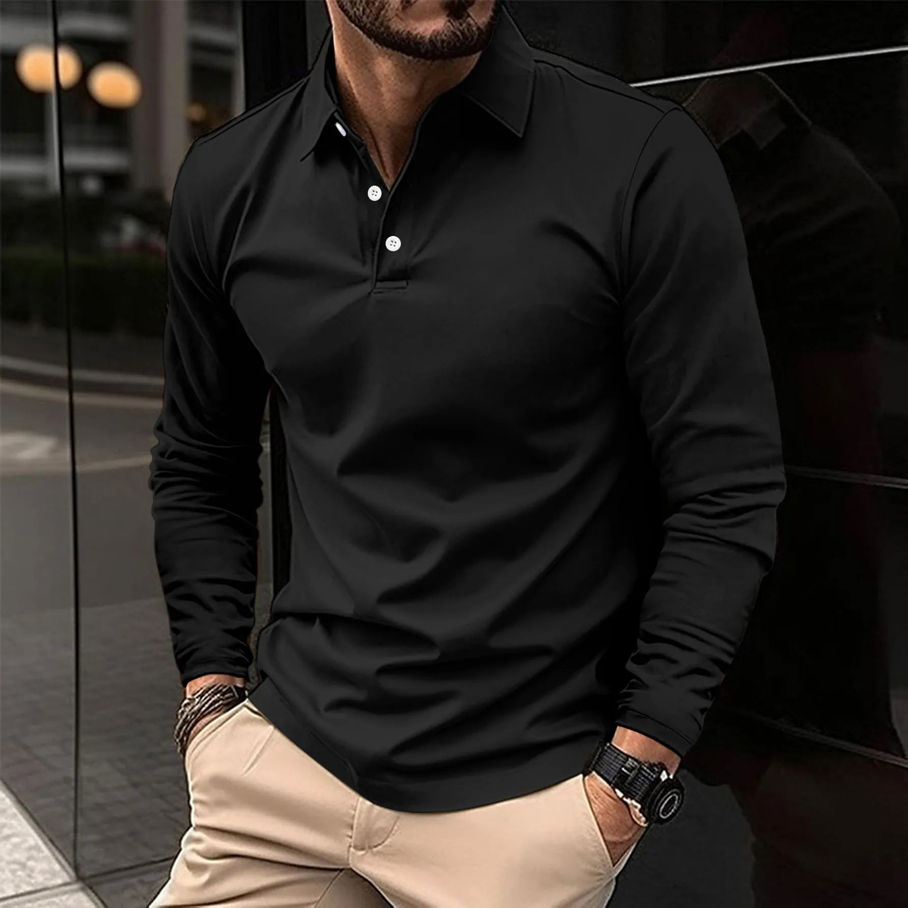 HARRISON OF CALIFORNIA | LONG SLEEVE POLO FOR MEN
