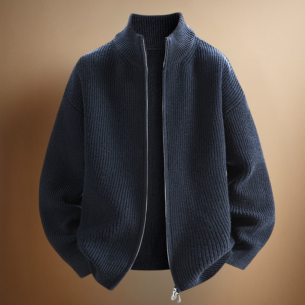 HARRISON OF CALIFORNIA | RIBBED ZIP SWEATER FOR MEN