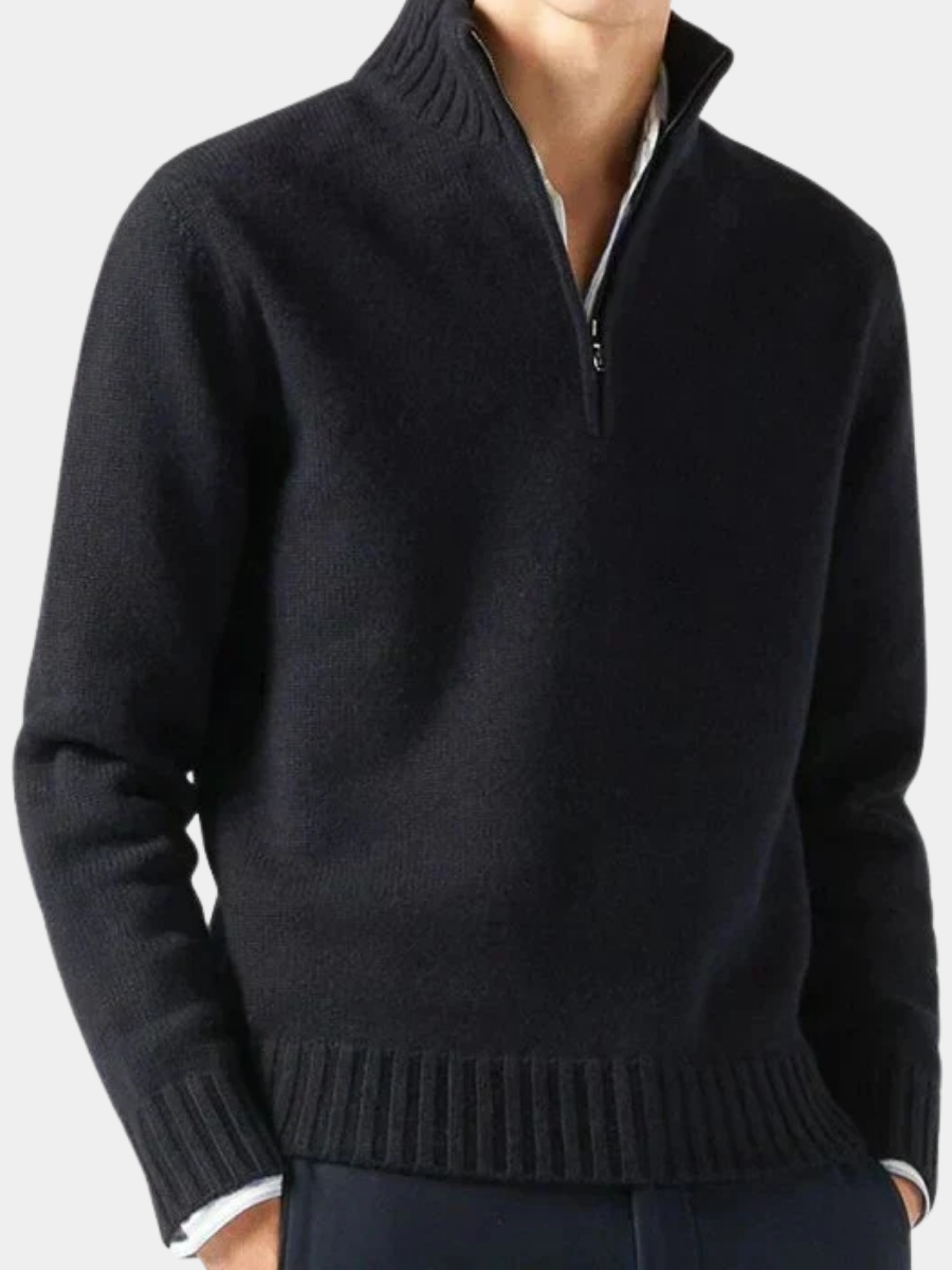 HARRISON OF CALIFORNIA | WOOL TURTLENECK WITH ZIP FOR MEN
