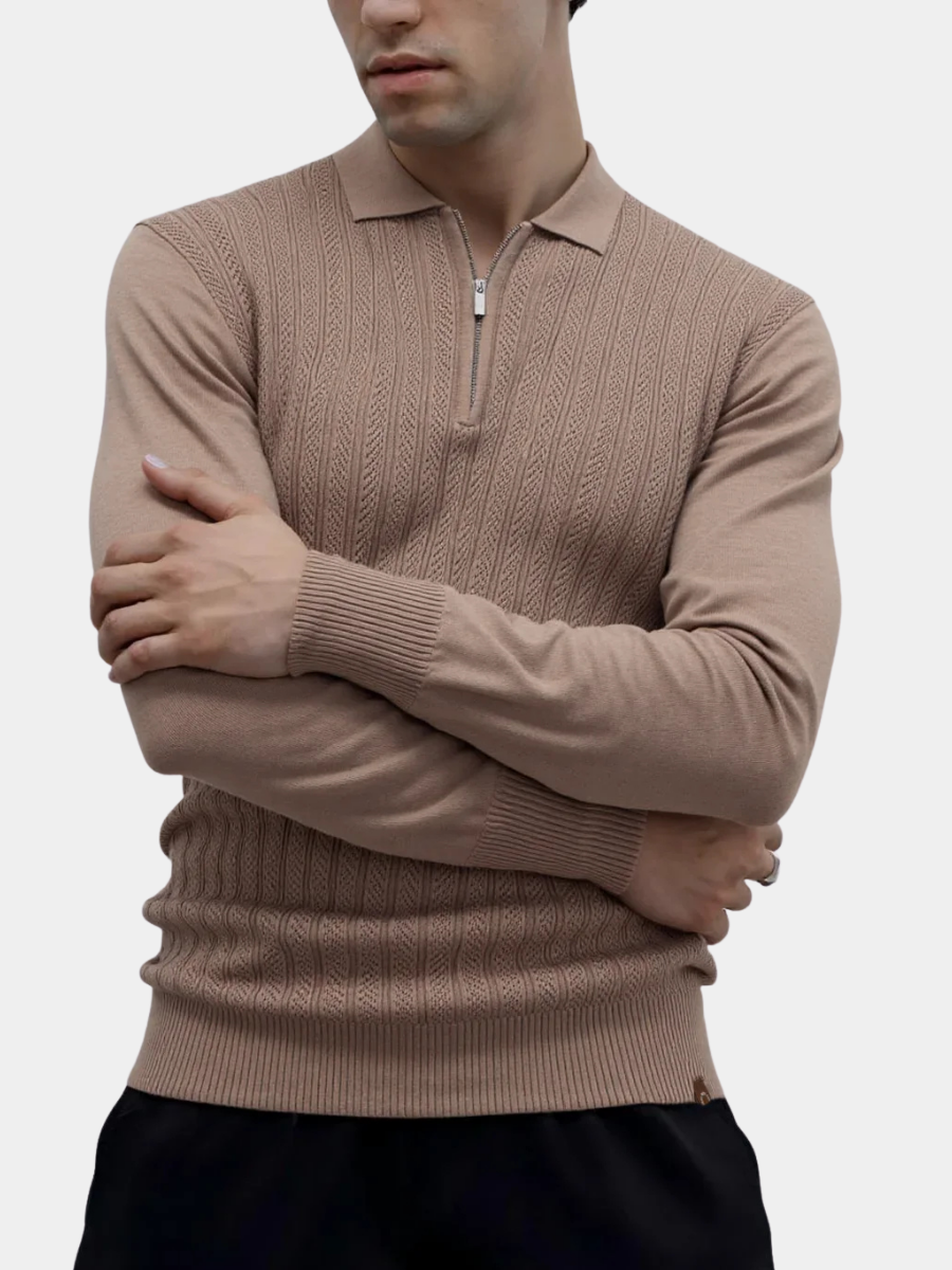 HARRISON OF CALIFORNIA | TEXTURED ZIPPER POLO FOR MEN