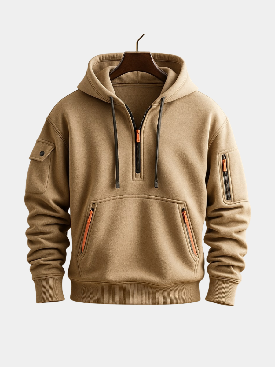 HARRISON OF CALIFORNIA | HALF-ZIP FLEECE HOODIE FOR MEN