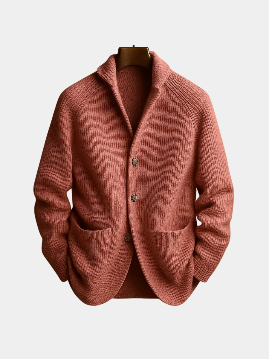 HARRISON OF CALIFORNIA | RIBBED WOOL CARDIGAN FOR MEN