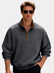 HARRISON OF CALIFORNIA | TEXTURED ZIPPER SWEATER FOR MEN