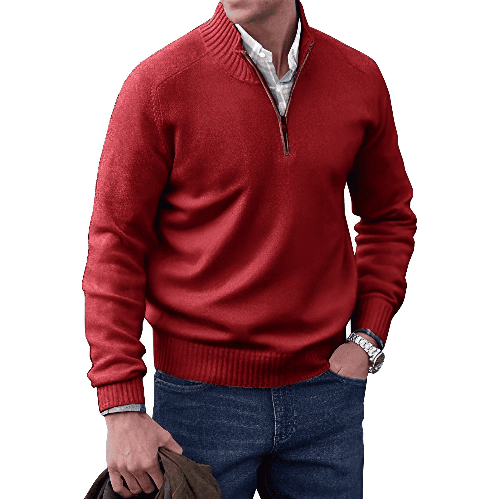 HARRISON OF CALIFORNIA | ZIPPERED KNIT PULLOVER FOR MEN