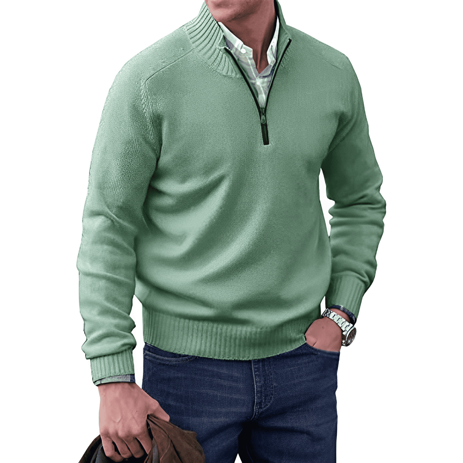 HARRISON OF CALIFORNIA | ZIPPERED KNIT PULLOVER FOR MEN