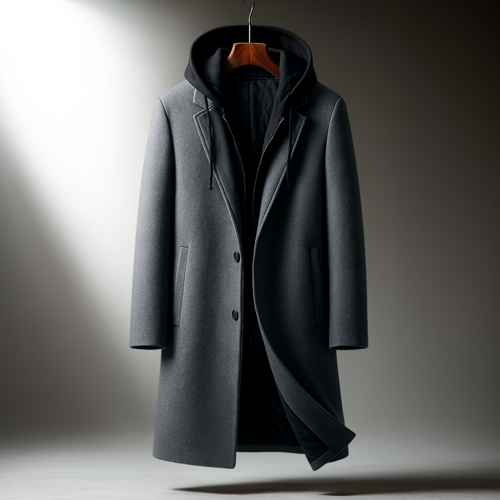HARRISON OF CALIFORNIA | WOOL HOODED COAT FOR MEN
