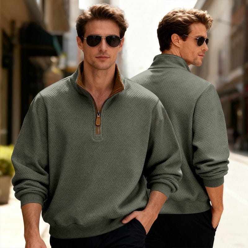 HARRISON OF CALIFORNIA | TEXTURED ZIPPER SWEATER FOR MEN