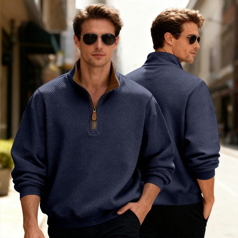 HARRISON OF CALIFORNIA | TEXTURED ZIPPER SWEATER FOR MEN