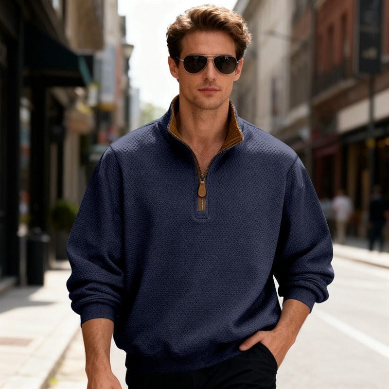 HARRISON OF CALIFORNIA | TEXTURED ZIPPER SWEATER FOR MEN