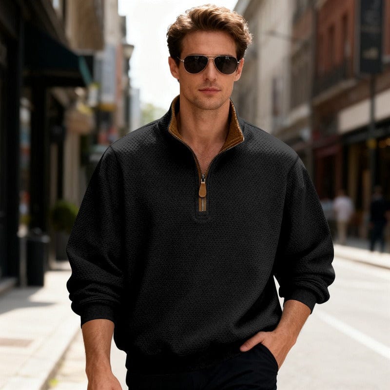 HARRISON OF CALIFORNIA | TEXTURED ZIPPER SWEATER FOR MEN