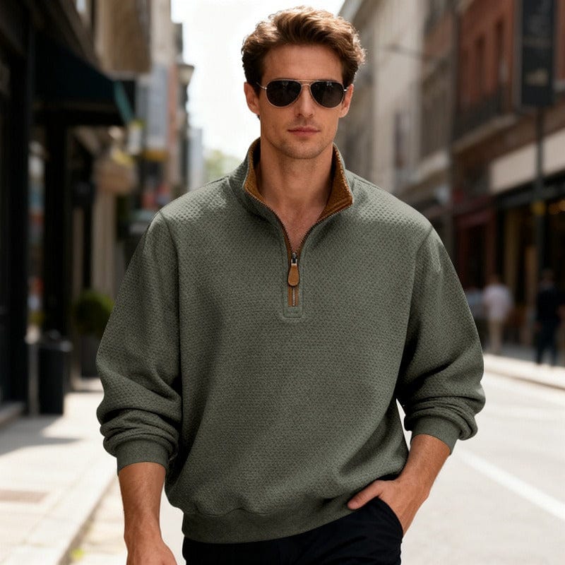 HARRISON OF CALIFORNIA | TEXTURED ZIPPER SWEATER FOR MEN