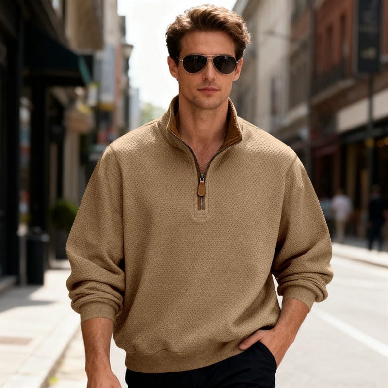 HARRISON OF CALIFORNIA | TEXTURED ZIPPER SWEATER FOR MEN