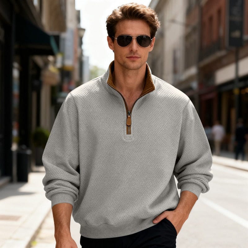 HARRISON OF CALIFORNIA | TEXTURED ZIPPER SWEATER FOR MEN