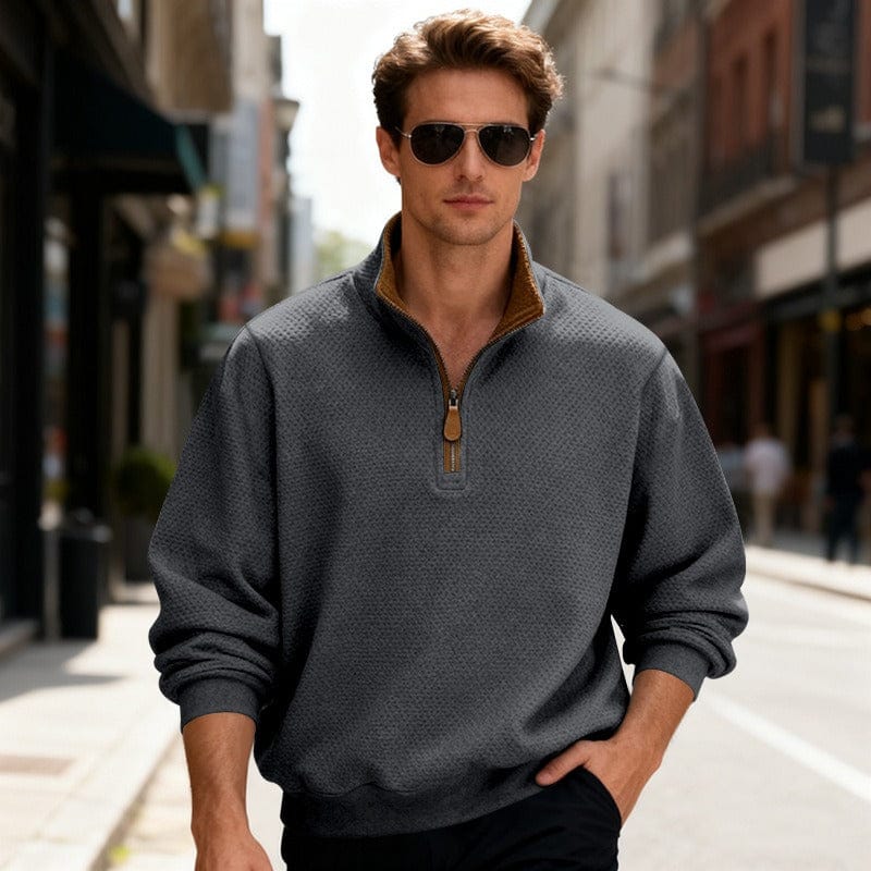 HARRISON OF CALIFORNIA | TEXTURED ZIPPER SWEATER FOR MEN